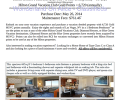 Hilton Grand Vacations Club 1 Bedroom Penthouse - 6,720 Gold Season points